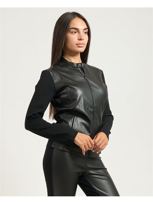Felpa fullzip donna EA7 in tessuto effetto pelle EMPORIO ARMANI EA7 | 7W000451-AF16010UC001